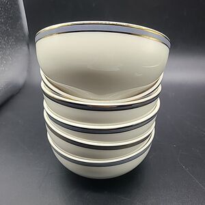 Pickard Set (6) BOWLS Fruit Dessert Snack Gray Gold Rim 4.5" Fine Porcelain New